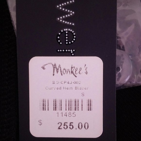 Nwt $255 TWENTY Black Curved Hem Blazer Jacket  PS - Picture 7 of 8